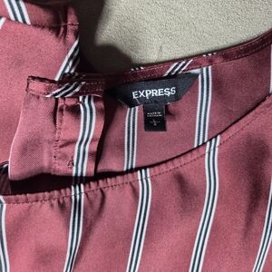 Express Men’s Burgundy Stripe Button-Up Shirt